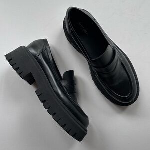Nasty Gal Black Chunky Lug Penny Loafers